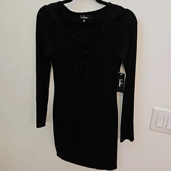 chinese dress ladies Black & White Shirt Collar Spliced Knitted Bodycon Dress – MyDearCloset